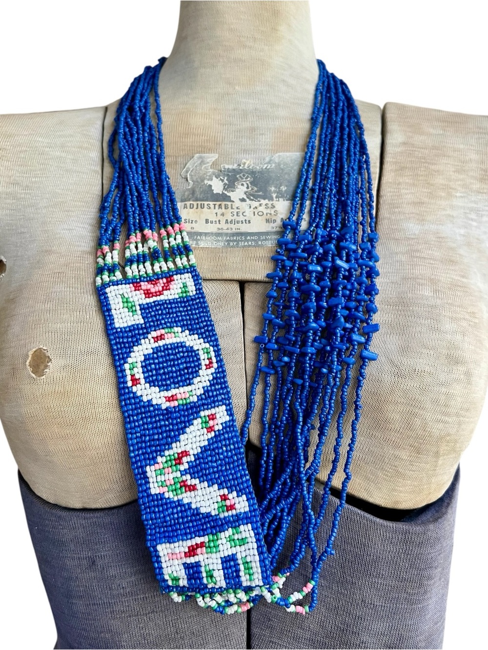 Blue Multi-strand “LOVE” Seed Bead Necklace